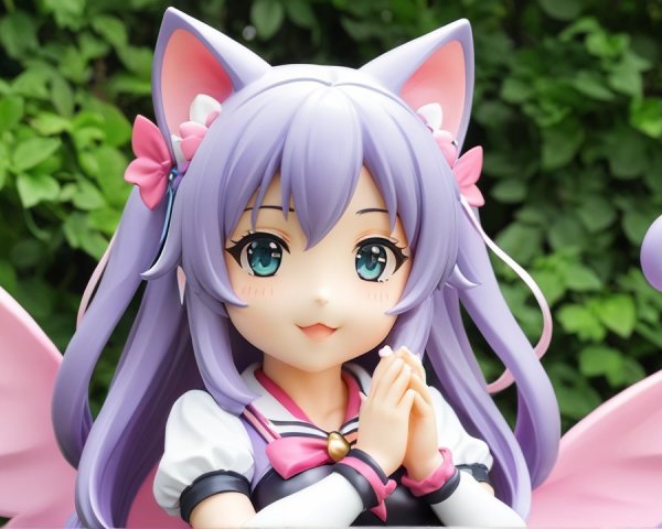 Anime-style girl with purple hair and cat ears
