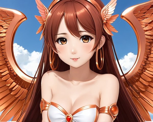 Anime Character with Brown Hair and Shimmering Wings