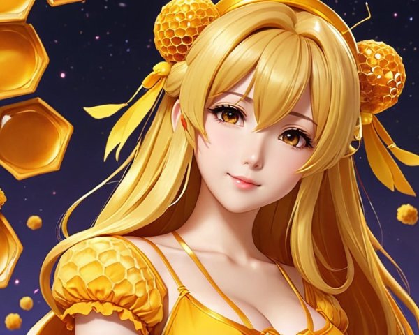 Character with Golden Hair and Honey Theme