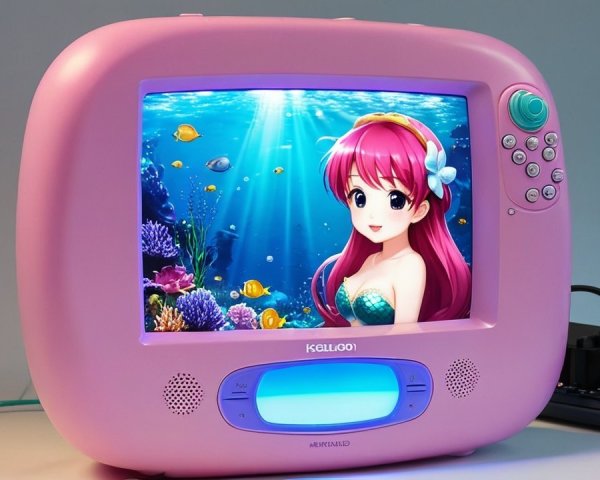 Whimsical Pink Television with Underwater Scene