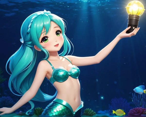 Vibrant Animated Mermaid in Underwater Scene