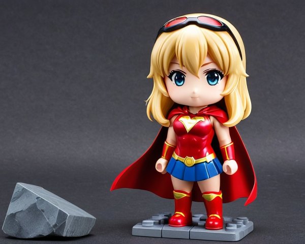 Collectible Female Superhero Figure with Cape and Goggles