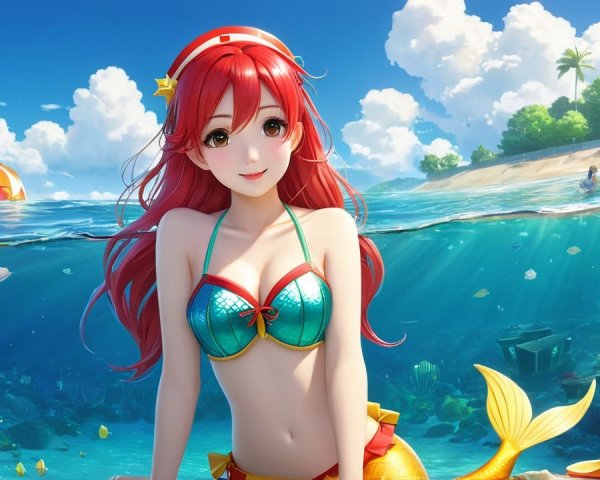 Vibrant Underwater Scene with Colorful Fish and Coral