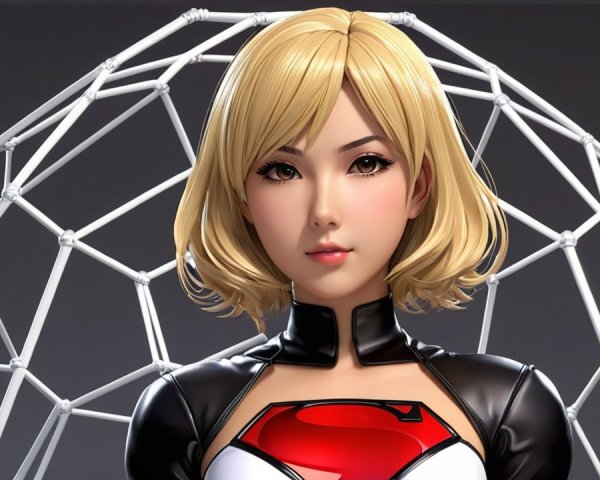 Stylized Female Superhero with Modern Design Elements