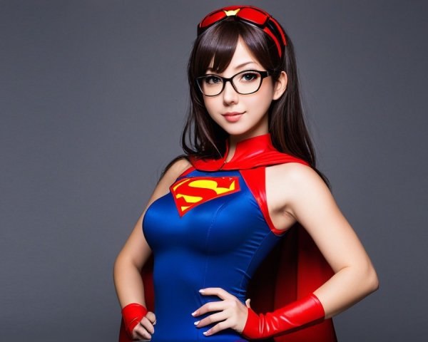 Confident Woman in Vibrant Superhero Costume
