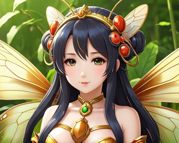 Fantasy Character with Butterfly Wings and Elegant Outfit