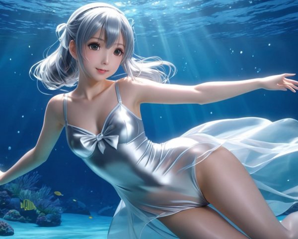 Elegant Underwater Scene with Marine Life and Light