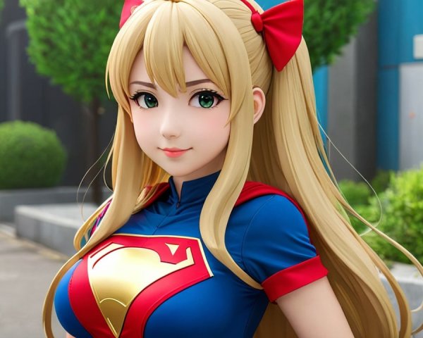 Vibrant Animated Character in Blue Superhero Costume