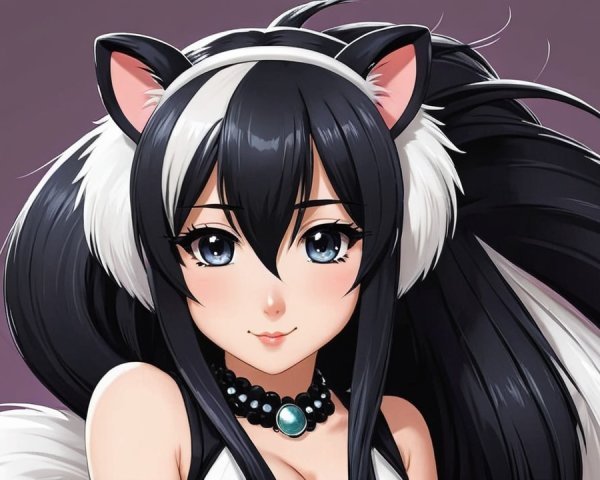 Stylized anime character with cat ears and blue eyes