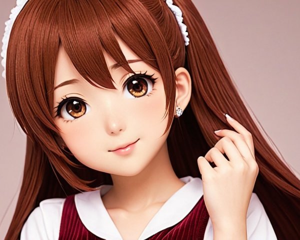 Anime-Inspired Character with Brown Eyes and Hair
