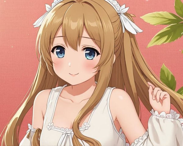 Anime Girl with Blonde Hair and White Blouse