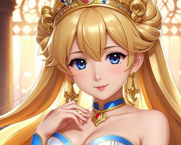 Illustration of a Regal Character with Blonde Curls