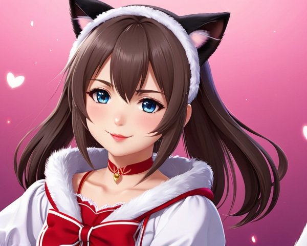 Anime Character with Cat Ears and Playful Aesthetic