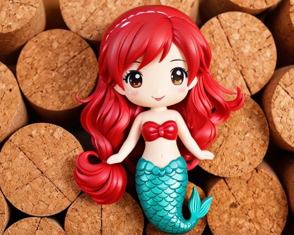 Chibi-style mermaid figurine with vibrant colors