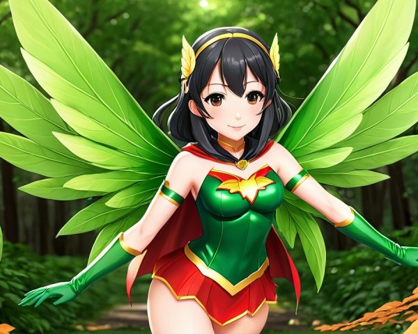 Vibrant Fantasy Character in Enchanted Forest Setting