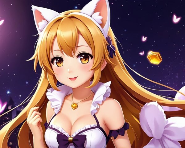Anime Character with Blonde Hair and Cat Ears