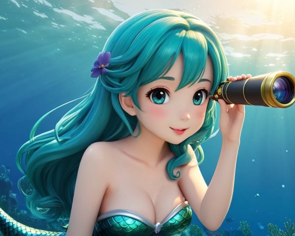 Vibrant Underwater Scene with Mermaid and Coral Life
