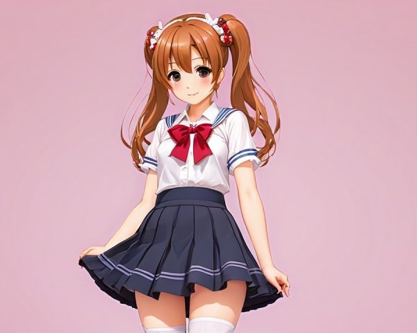 Cheerful Animated Character in School Uniform Design