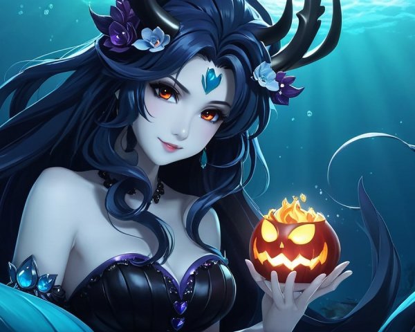 Mystical Underwater Scene with Enchanting Woman