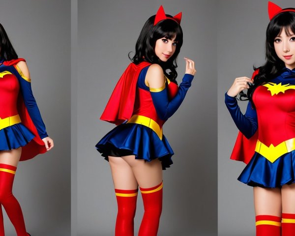 Female Cosplayer in Vibrant Superhero Outfit