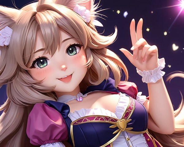 Anime Character with Blonde Hair and Cat Ears