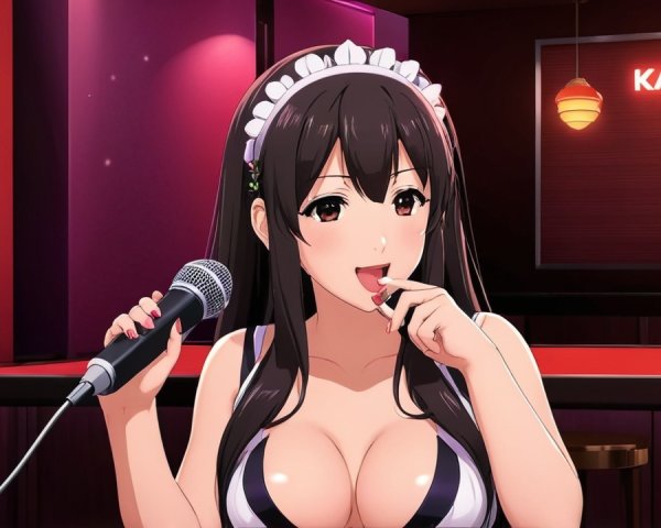 Stylized Character in Maid Outfit on Stage