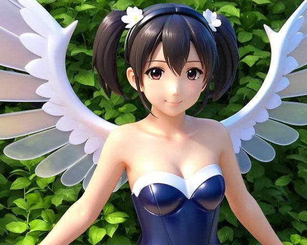 Anime Character with Twin Tails and Angel Wings