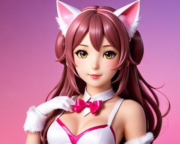 Charming Character with Pink Hair and Cat Ears