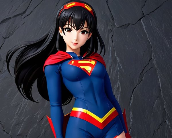 Female superhero in classic comic book style costume