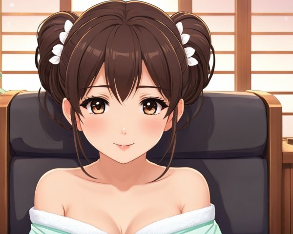 Anime Character with Twin Buns in Serene Setting