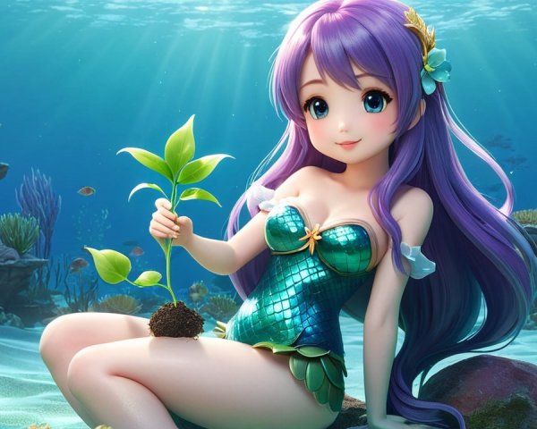 Vibrant Underwater Scene with Mermaid and Corals