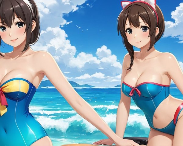 Animated Characters at a Vibrant Beach Scene