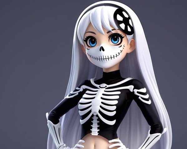 Playful Skeleton-Themed Character Design Description