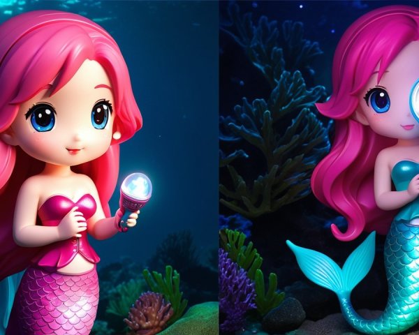 Vibrant Underwater Scene with Cartoon Mermaid and Coral
