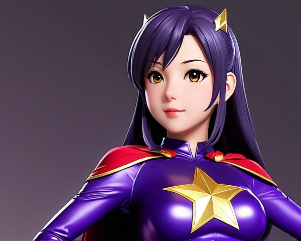 Confident Young Woman in Vibrant Superhero Outfit