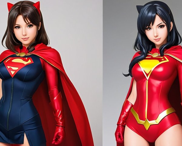 Female Superheroes in Classic Comic Book Style