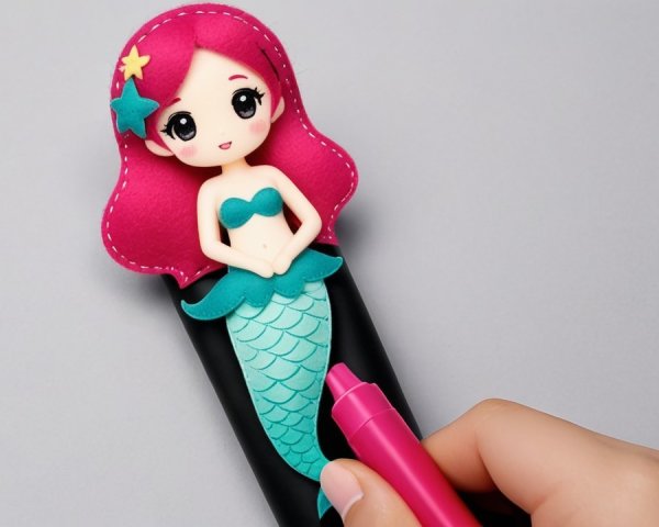 Colorful handcrafted mermaid doll with vibrant features