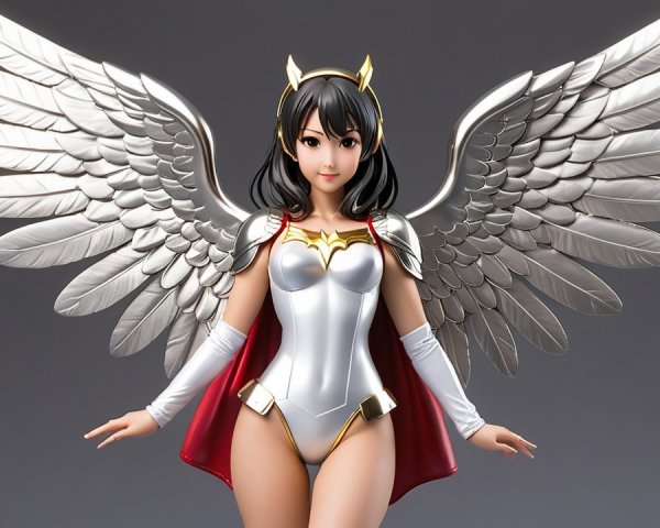 Female character with silver wings and red cape