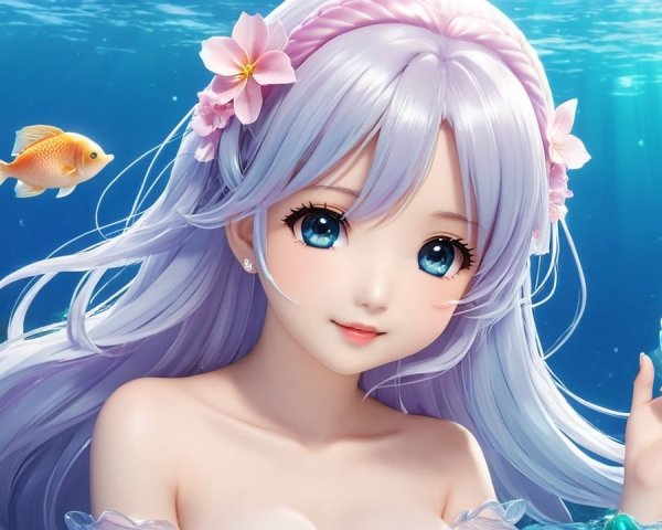Underwater Scene with Lavender-Haired Character