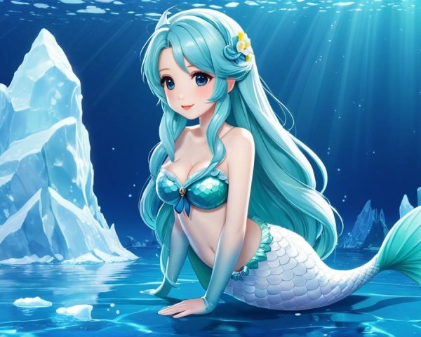 Animated Mermaid in Serene Underwater Landscape