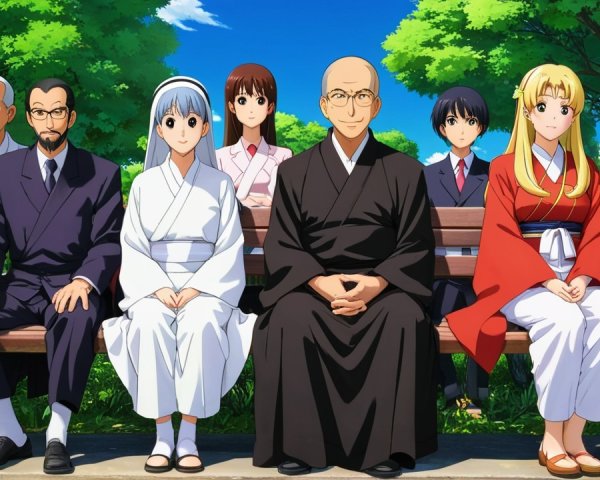 Diverse Group in Traditional Clothing in Serene Park
