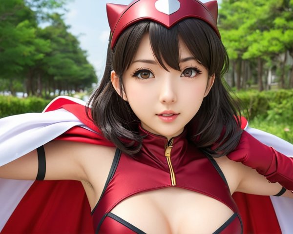 Superhero Character in Red and White Costume in Park
