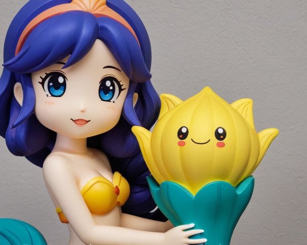 Vibrant Mermaid Figurine with Cheerful Flower Design