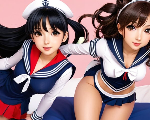 Anime Characters in Colorful Sailor Uniforms