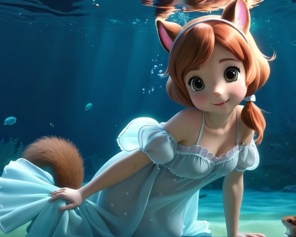 Whimsical Underwater Scene with Fantasy Elements