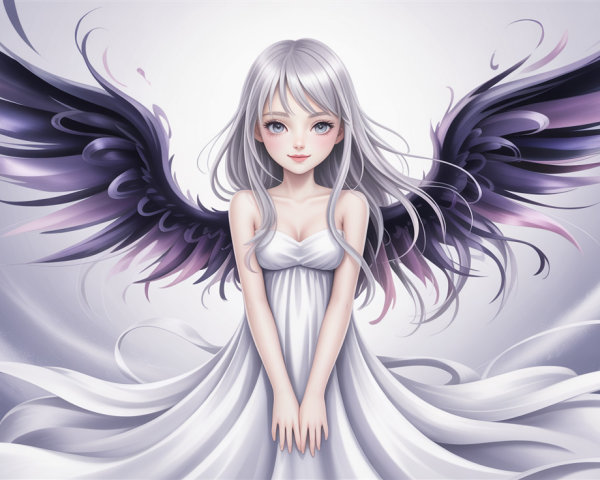 Anime-style illustration of a girl with feathered wings