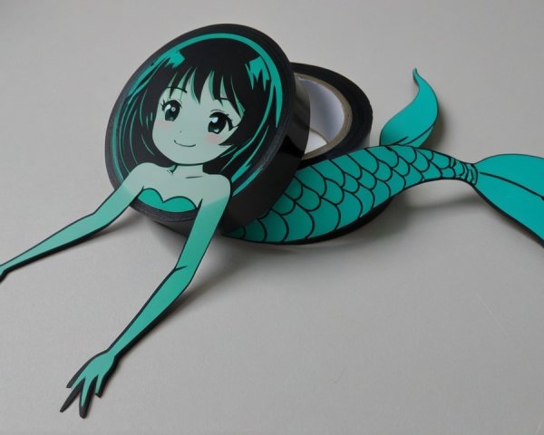 Mermaid Design with Teal Tail and Tape Dispenser