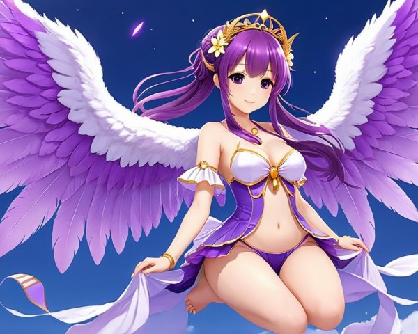 Character with Purple Hair and Majestic Wings