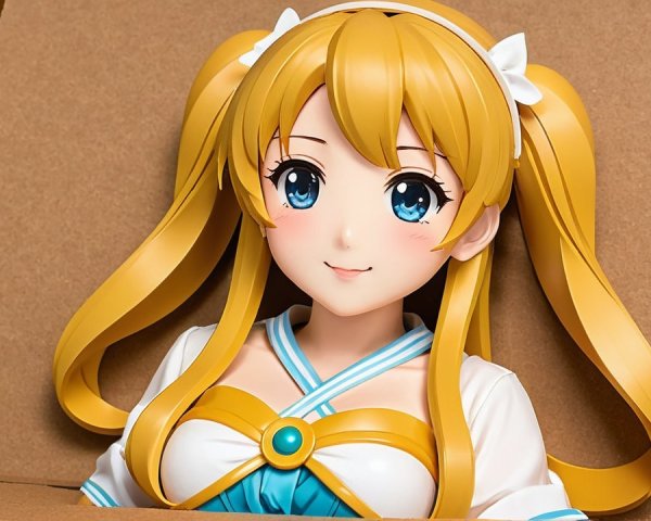 Charming Figure of a Girl with Pigtails and Box