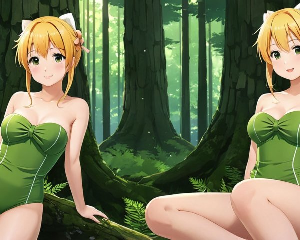 Animated Characters in Lush Green Forest Setting